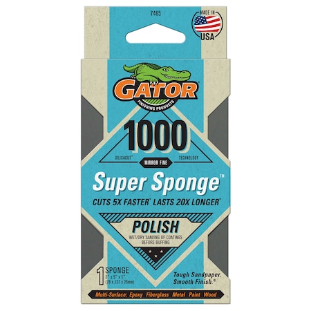 SilicaCut Sandpaper Polish Super Sponge, 1000 Mirror Fine Grit